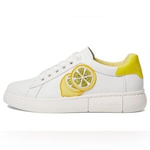 Kate Spade Lemon Embroidered White Sneakers